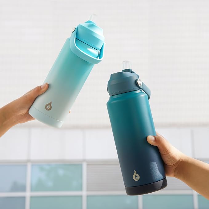 BJPKPK 32oz Insulated Water Bottle, Stainless Steel Bottle with Straw Lid | Soft Silicone Nozzle, Keep Cold & Hot, Leak-Proof BPA-Free Metal Bottle with Flex Handle for Travel, Gym & Everyday Hydration