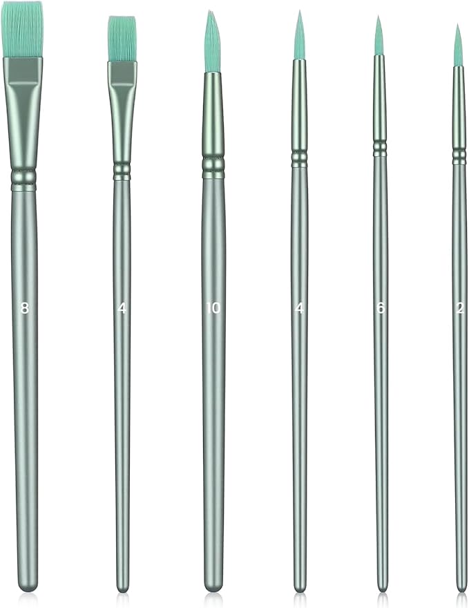 6Pcs Acrylic Paint Brush Set, Watercolor Brushes, Nylon Paint Brushes Set for Acrylic Painting, Versatile Paints Brushes for Crafts, All Purpose Oil Watercolor Painting Beginner Kits
