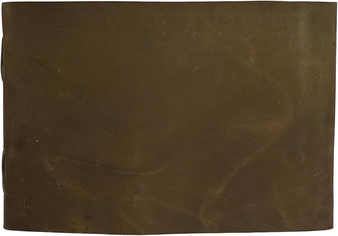 Leather Journal Daily Travel Diary, Handmade Vintage Bound Rustic Notebook, Genuine Buffalo Leather-Premium Quality Lined/Unlined, Brown/Cream,Deckled Edged Paper/Antique key, Art Sketchbook, Brown (7x10 Inches - Cream Unlined Green)