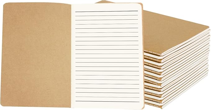 zmybcpack 24 Pack Journal Notebook Kraft Brown Cover Lined Notebooks for Travelers, Students, Office - Memo Diary Subject Notebooks Planner - A5 Size, 8.26”x5.5”, 64 Lined Pages/32 Sheets
