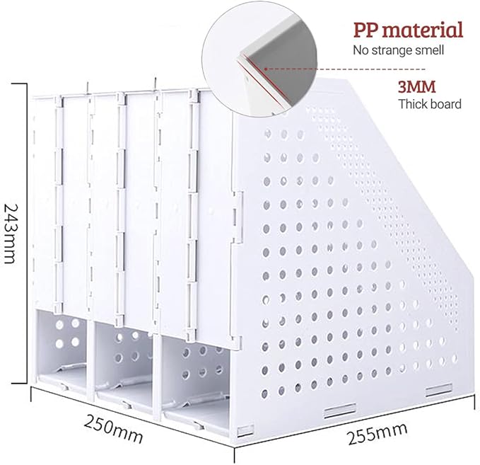 SAYEEC Desktop File Magazine Folder Holder 3 Section Plastic Hollow Documents Foldable Organizer Files Cabinet Shelf Frames Dividers Rack Display and Storage