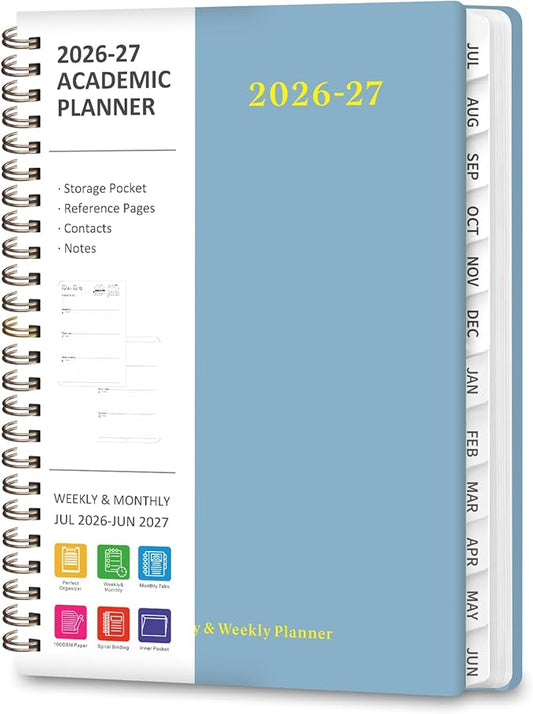 Planner 2026-2027, Weekly and Monthly Academic Year Calendar Planner, July 2026 - June 2027, Daily Agenda Book for Office School Supplies, A5(6.3'' x 8.5'')