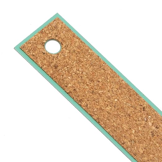 Craftelier - 30 cm (12") Metal Ruler | Turquoise Colour with White Numbers | Cork Base and Stainless Steel Construction - Centimetre and Inch Measurements