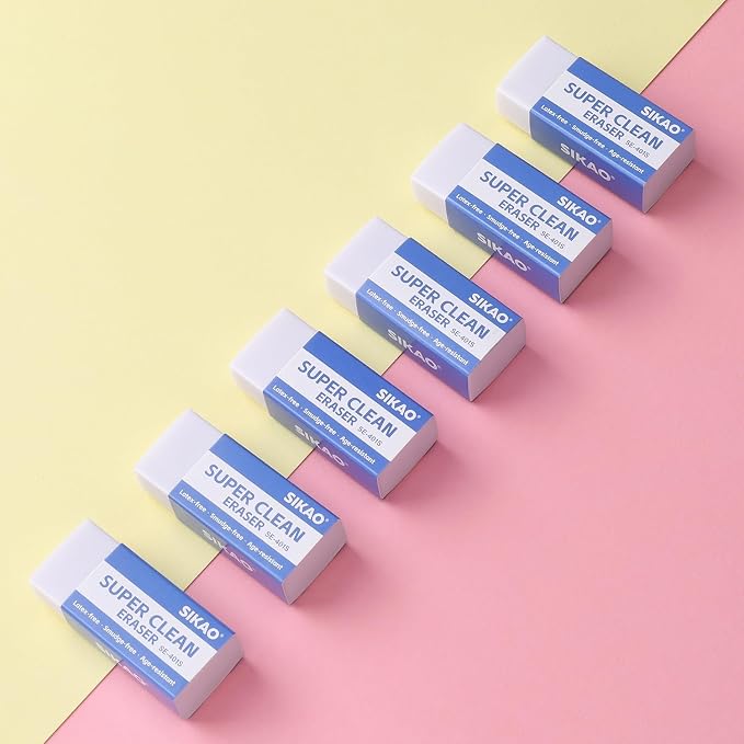 White Erasers, 120 Pack Block Pencil Erasers