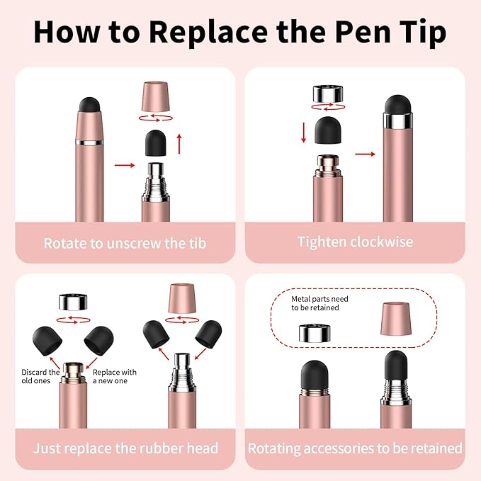 3 PCS Stylus Pen for Touchscreen,2-in-1 High Precision Stylus,Stylus Pen for iPad/iPhone/Android Tablets and Capacitive Touchscreens(Black/Silver/Rose Gold