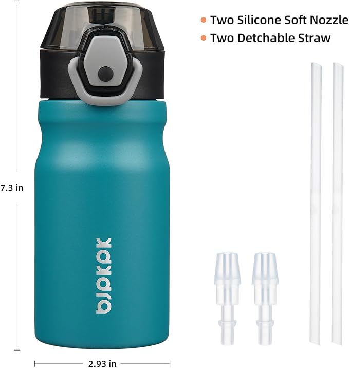 BJPKPK Stainless Steel Insulated Water Bottle with Straw Lid 14oz Reusable Metal Thermal Flask Bottles Keep Cold and Hot,Laguna