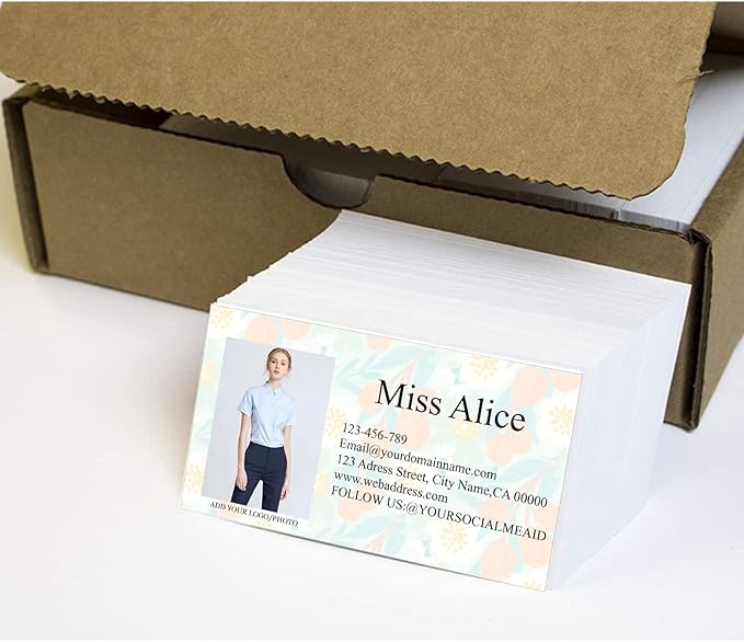 200/500Pcs Business Card Customization (Add Picture or Logo), Thick Coated Paper Business Card Double-sided Printing-2"x3.5" Inches (Color-R)