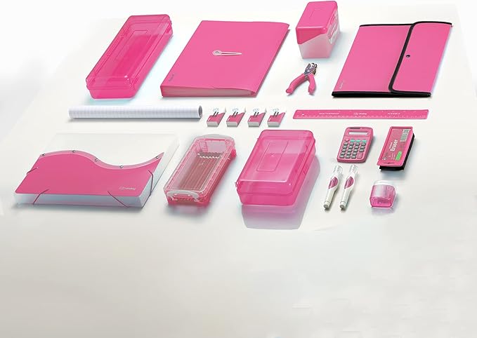 Enday Index Card Box Pink 3x5 Index Card Holder, Index Card Organizer, Flash Card Holder, Holds 250 Cards.