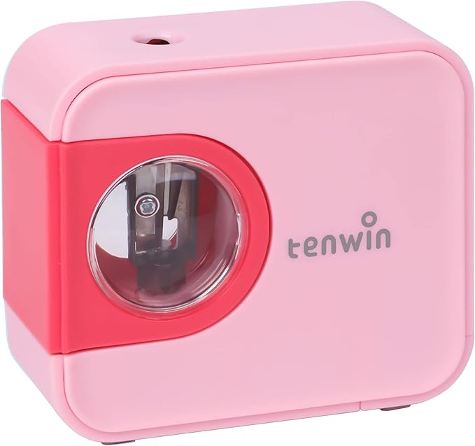 tenwin Portable Electric Pencil Sharpener, Pencil Sharpeners Battery Operated, Tungsten Steel Blade to Fast Sharpen, Kids Pocket Sharpener, Fit to 6-8mm No.2/Colored Pencils, School/Office/Home (Pink)