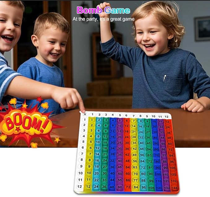 Rainbow Multiplication Table Game Flash Card Chart Math Manipulatives 12x12 Math Multiplication Teaching Tools Supplies for 3rd 4th 5th Grade, Classroom Homeschool Wall Chart