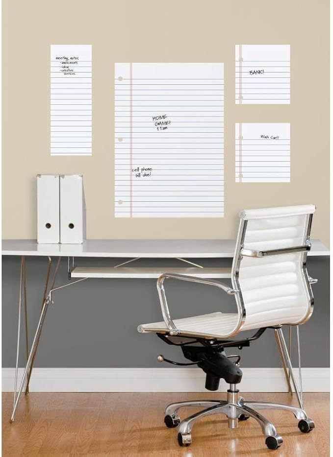 RoomMates RMK2349GMNotebook Paper Dry Erase/Whiteboard Peel and Stick Giant Wall Decals (Pack of 2)