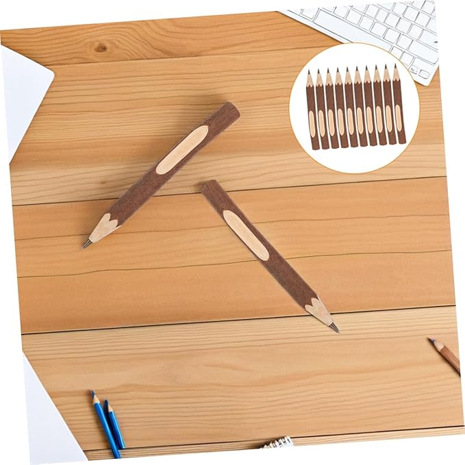 TEHAUX Natural Wood Ballpoint Pens Tree Bark Texture 13cm Portable Writing Supply 10pcs Eco-friendly Biodegradable Wooden Ballpoint Pens for Office and School Use