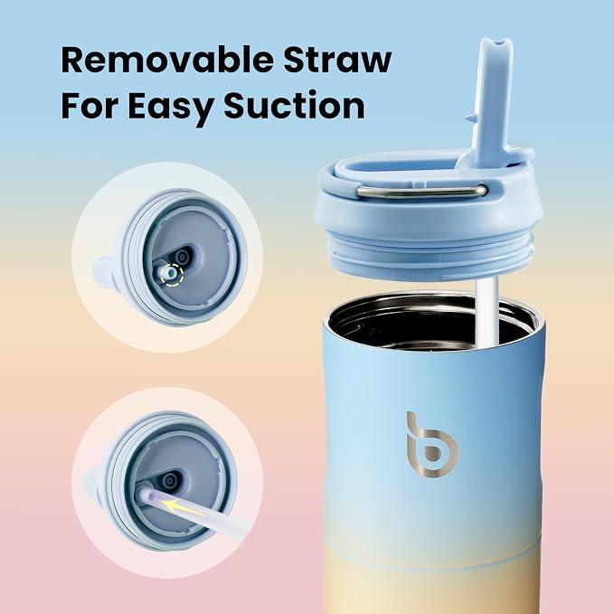 BOTTLE BOTTLE Insulated Water Bottle 24oz with Straw Lid and Handle Sports | for Travel Gym school,Stainless Steel Water Bottles,Double-Wall,Vacuum Metal,Leak Proof,BPA-Free