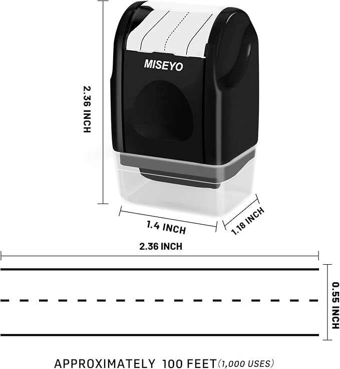 Miseyo Dashed Handwriting Lines Practice Roller Stamp,Self-Inking Line Rolling Stamps for Kids Writing - Black