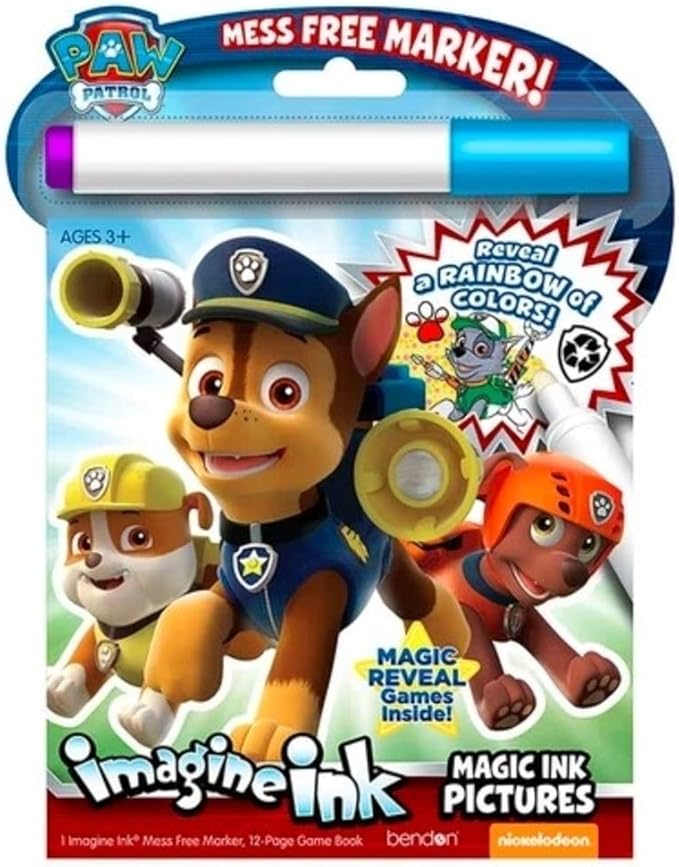 Bendon Imagine Ink Magic Ink Pictures and Game Book with Mess Free Marker (Paw Patrol)