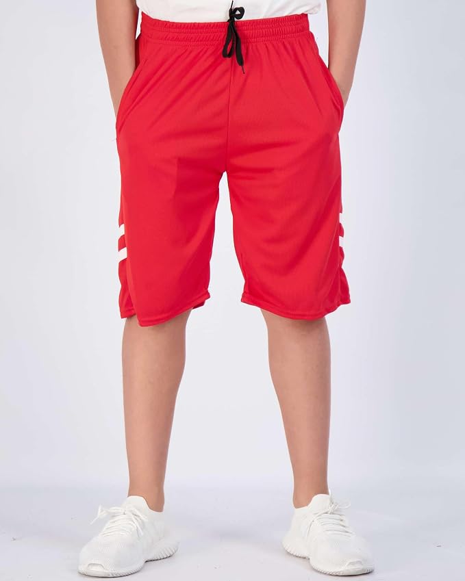 Real Essentials 5 Pack: Boys' Mesh Basketball Athletic Shorts with Pockets – Teen Kids Youth Quick Dry Soccer Running Gym