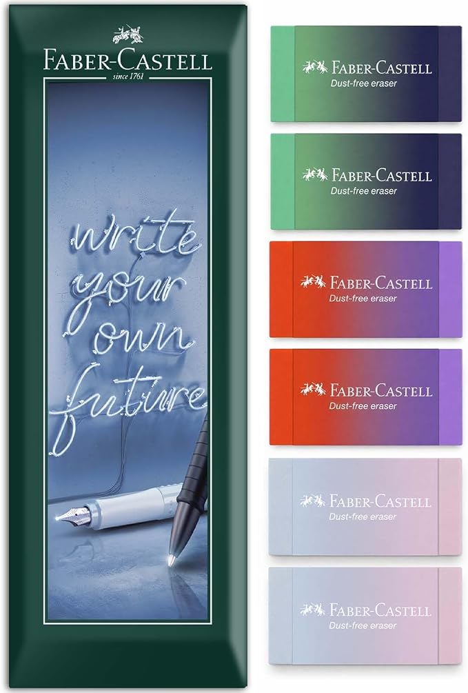 Faber-Castell PVC & Dust Free Eraser Flow Edition Erasers Pack of 6