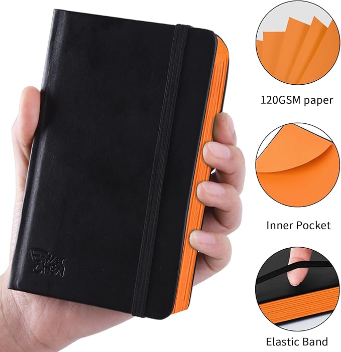 3.5x5.7inches Mixed Media Sketch Pad, 120GSM 32Sheets Folded Colored Paper Sketchbook for Drawing, Protable Hardcover Art Sketchbook for Painting, Writing, Journal.Orange