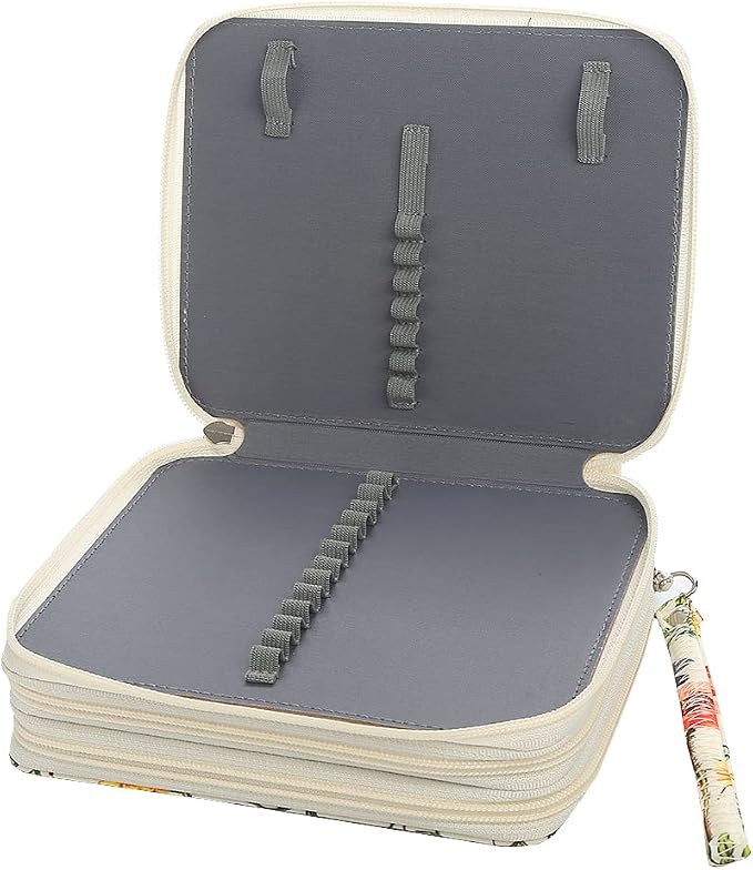 72 Slots Pencil Case Organizer w/Removal Handle Strap | 3-Layer Zipped Pencils Box Large for Colored Pencils Watercolor Pencils for Office and Travel for Artist