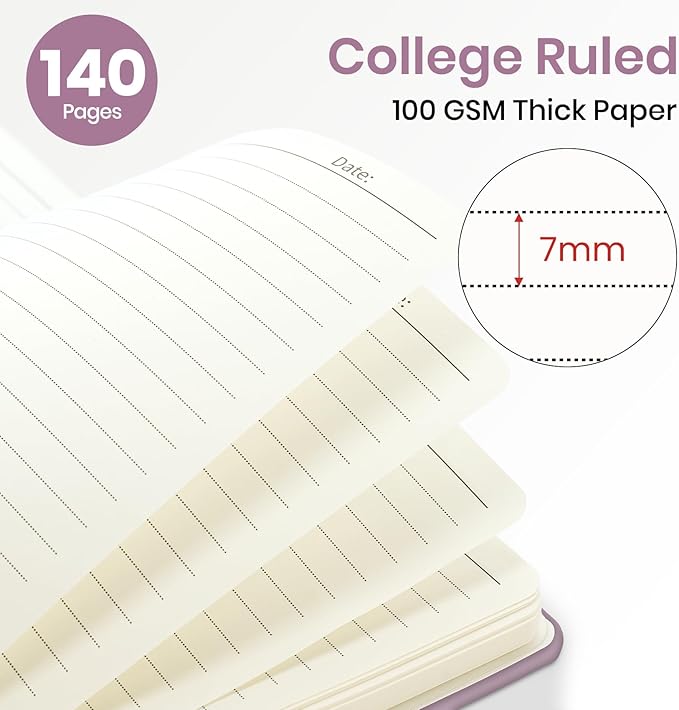 ZOTIA Lined Spiral Journal Notebook for Women, A5 College Ruled Journals for Writing, Hardcover Notebooks for Work, Note taking and Office School Supplies,140 Pages - Purple
