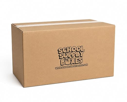 Back to School Supply Box (Case - 5 Boxes) - Grades K-5 Back to School Supplies - 32 Piece Kit Includes Markers, Crayons, Pencils, Scissors, Folders, Glue Sticks, Notebook, and Composition Book