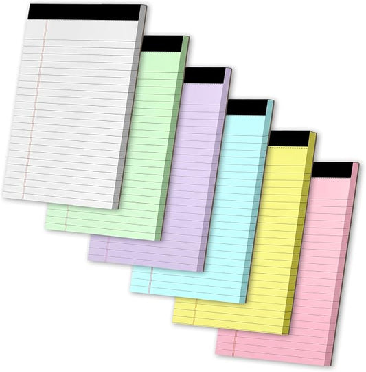 Legal Pads 5" X 8", 6 Pack Colored Note Pads,College Ruled Lined Paper Pads
