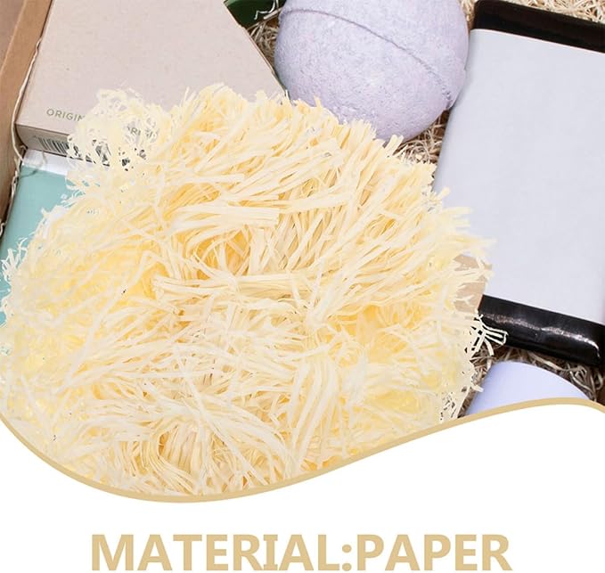 ZUNOXAZ Shredded Paper Crinkle Cut Filler for Boxes, 200g (2 Packs) Natural Raffia Grass Basket Stuffing Paper, Eco-friendly Box Filling for Wedding, Birthday, and Holiday Wrapping