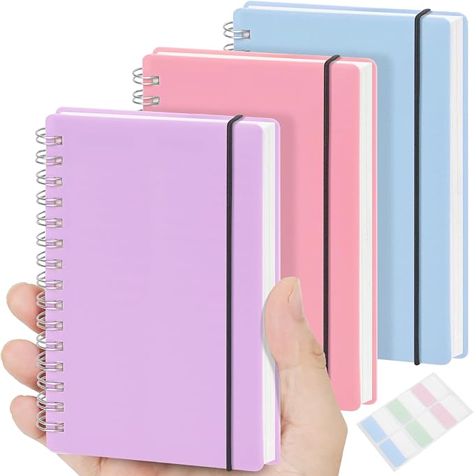 3 Pack Small Spiral Notebook College Ruled, 3.5x5.5 Mini Pocket Spiral Notebooks With 7mm Lined Pages, 80 Sheets/160 Pages 100gsm Thick Paper to Stay Organized for Work School Office