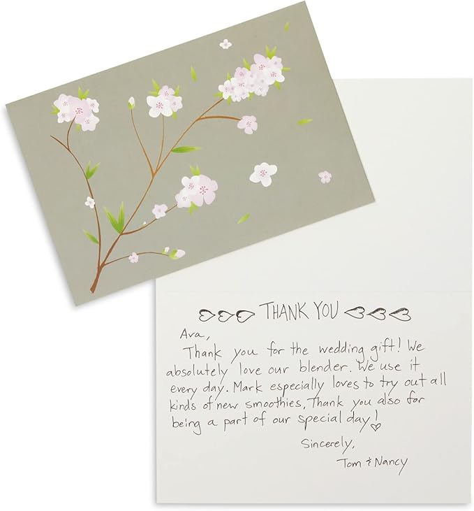 Best Paper Greetings Japanese Stationery Cherry Blossom Note Cards & Envelopes - 120 Pack, 4 x 6 in, 6 Floral Designs - Blank Cards & Envelopes for Thank You, Wedding & Business