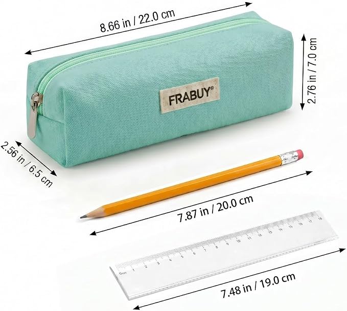 Canvas Pencil Case Pouch – Multipurpose Pen Bag Stationery Teal | Heavy-duty canvas, smooth alloy zipper, cute organizer for girls and boys, ideal for stationery, cosmetics, tech gear