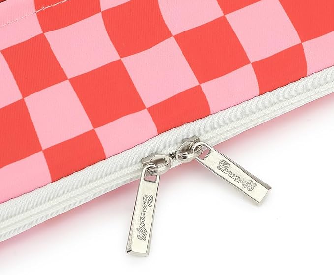 Canvaslife Pattern 13 inch Canvas Laptop Sleeve with Pocket 13 inch 13.3 inch Laptop 13 case13 Sleeve (Pink Check)