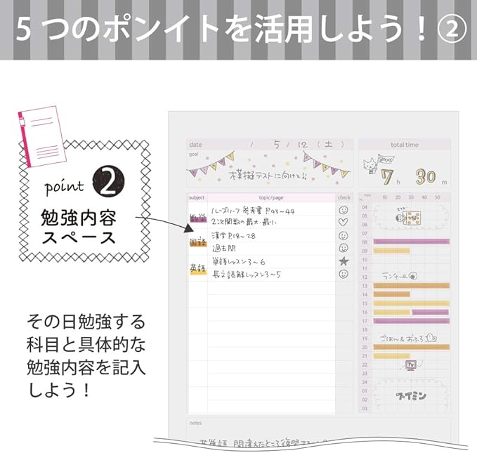 Kokuyo Campus Study Planner Notebook, Daily Ruled, A5, Light Pink, for 63 Days, Japan Import (NO-Y82MD-LP)