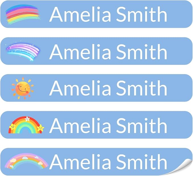 100 Pcs Personalized Name Labels for School Supplies Custom Waterproof Name Stickers Customized Daycare Water Bottles Pencil Labels(Rainbow)