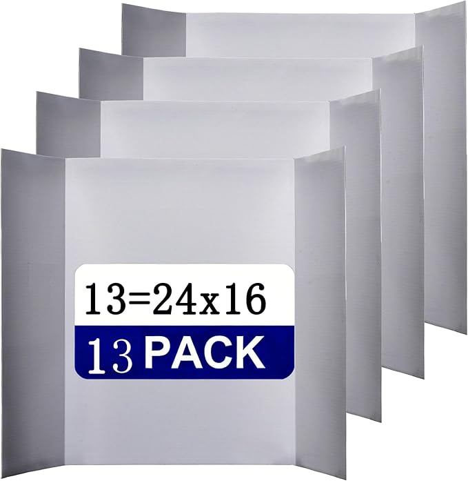 Trifold Poster Board, White Corrugated Presentation Board with Double Sided Tapes, Display Board for School Project, Science Fair (13=24x16)