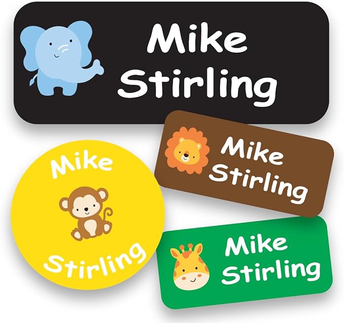 120-ct Personalized Waterproof Name Labels – 3-Line Custom Stick-On Tags for Daycare & Camp – Dishwasher-Safe, Cute Pastel Designs, Pre-Cut