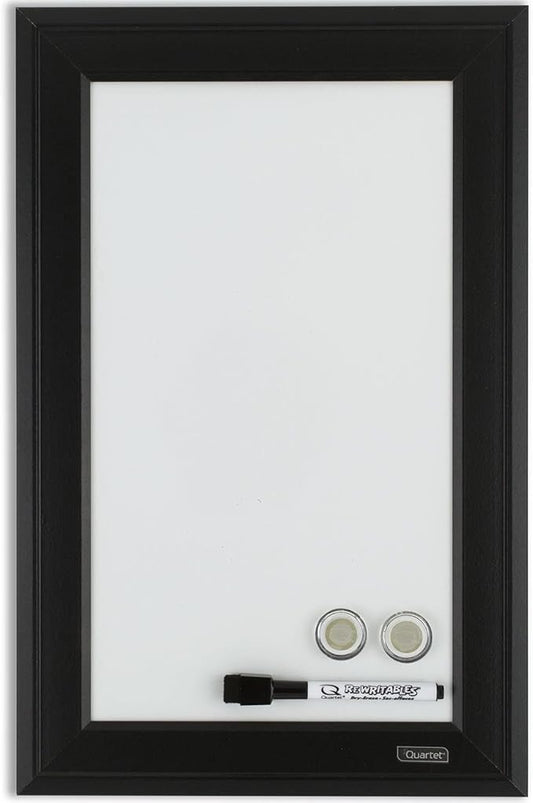 Quartet Magnetic Whiteboard, 11" x 17" Small White Board for Wall, Dry Erase Board for Kids, Perfect for Home Office & Home School Supplies, Dry Erase Marker, Magnets, Black Frame (79280)