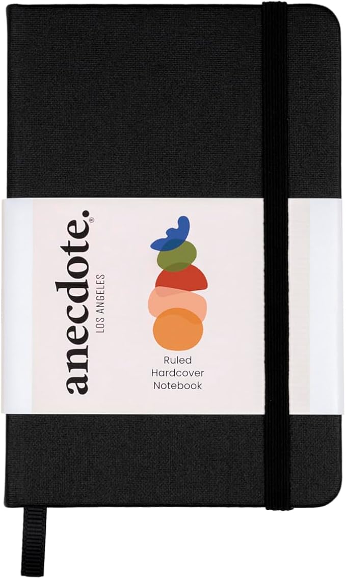 ANECDOTE. Small Journal Notebook for Men & Women, 192 Pages | Thick 80 GSM Lined Paper| Hardcover (5.5"x3.5" Pocket Size) | Daily Journaling Diary for Work, Travel, School & Office Use (Black)