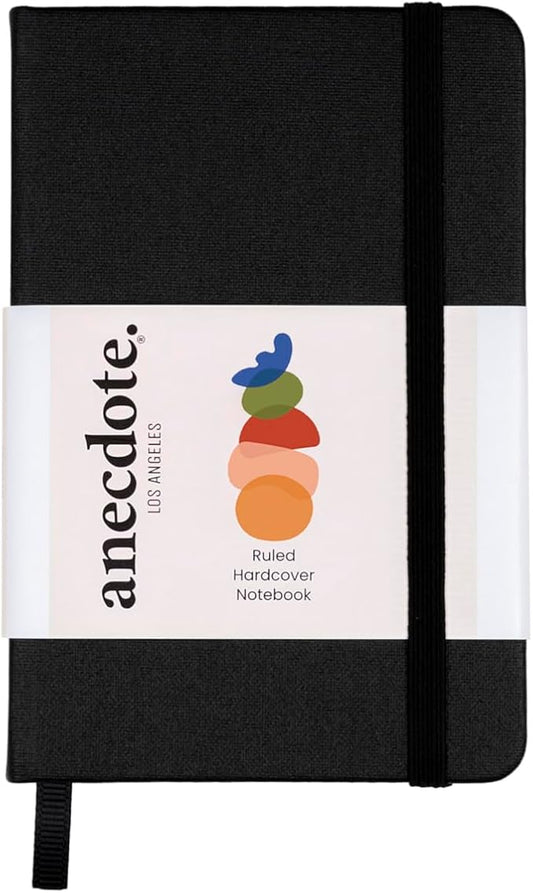 ANECDOTE. Small Journal Notebook for Men & Women, 192 Pages | Thick 80 GSM Lined Paper| Hardcover (5.5"x3.5" Pocket Size) | Daily Journaling Diary for Work, Travel, School & Office Use (Black)