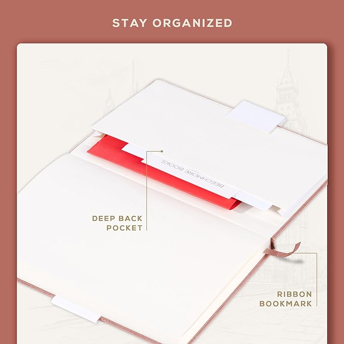 BEECHMORE BOOKS A5 Dotted Journal – 160gsm Thick Paper No-Bleed Bullet Notebook – Hardcover Dot Grid Logbook with Presentation Gift Box – Vegan Leather Sketchbook for Artists & Professionals
