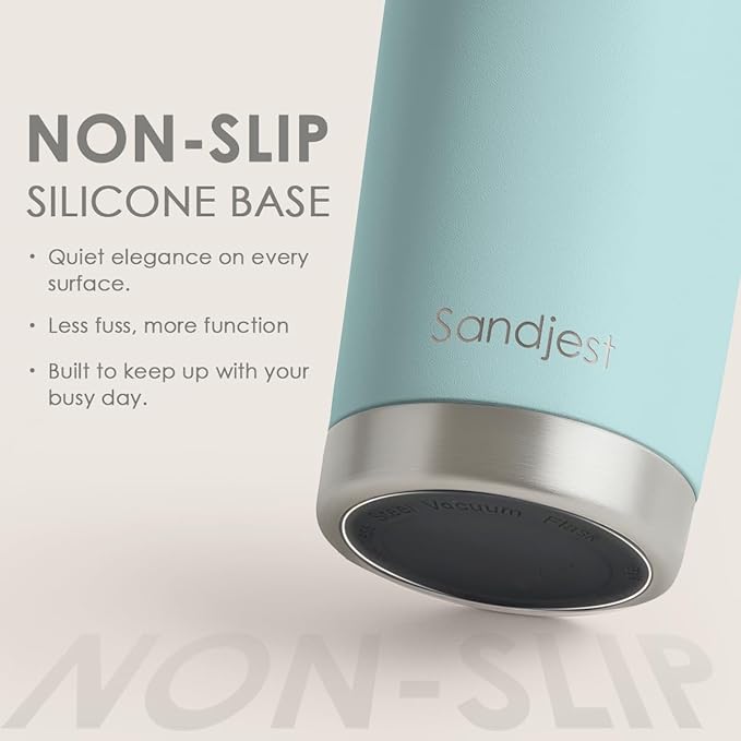 SANDJEST Stainless Steel Tumbler 20 oz, Double Wall Vacuum Insulated Mug with Lid, Travel Coffee Cup for Women Girls Friends Sisters, Birthday Christmas (Pale Turquoise)