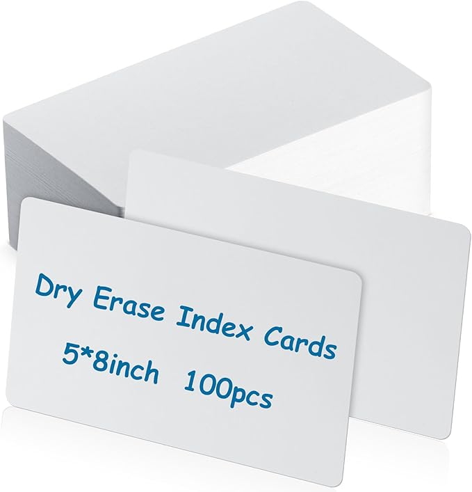 Harloon 100 Pcs Dry Erase Index Cards 5 x 8 Inch Laminated Reusable Dry Erase Note Cards Sheets for Office Home Housework to Do List(White)
