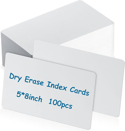 Harloon 100 Pcs Dry Erase Index Cards 5 x 8 Inch Laminated Reusable Dry Erase Note Cards Sheets for Office Home Housework to Do List(White)