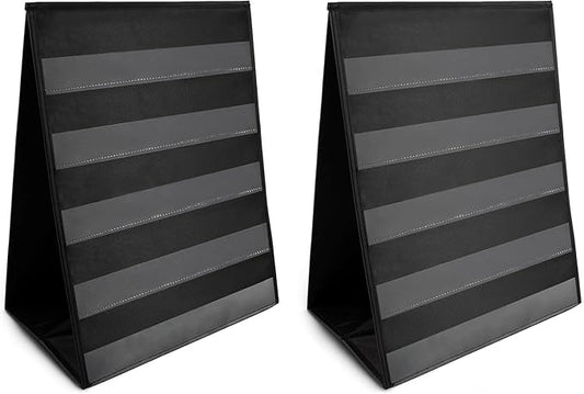 Essex Wares - 2 Pack - 13" Wide x 17" Tall Tabletop Pocket Chart, Black - Double Sided with 5 Straps Each - Reusable Pocket Chart Stand for Classroom - Easy to Use, Foldable Tabletop Chart Stand