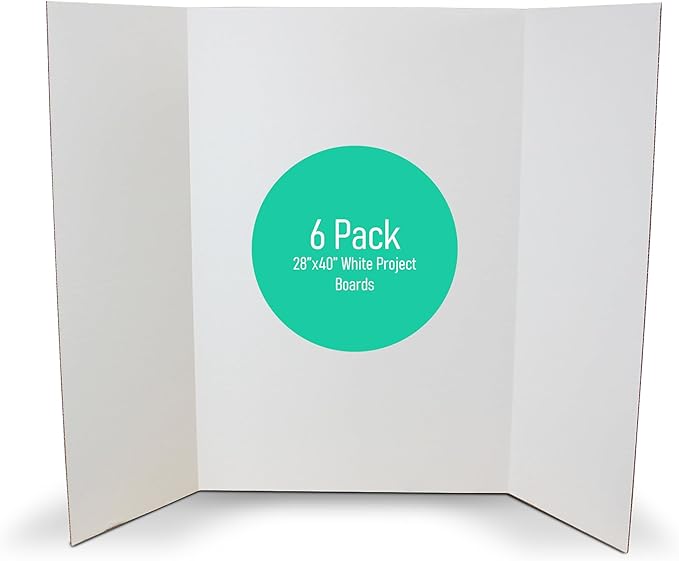 Flipside Products 28" x 40" White 1-Ply Project Boards, Great for Classrooms, Science Fairs, Office Presentations, Display for Pictures - 6 Pack