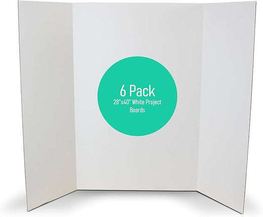 Flipside Products 28" x 40" White 1-Ply Project Boards, Great for Classrooms, Science Fairs, Office Presentations, Display for Pictures - 6 Pack