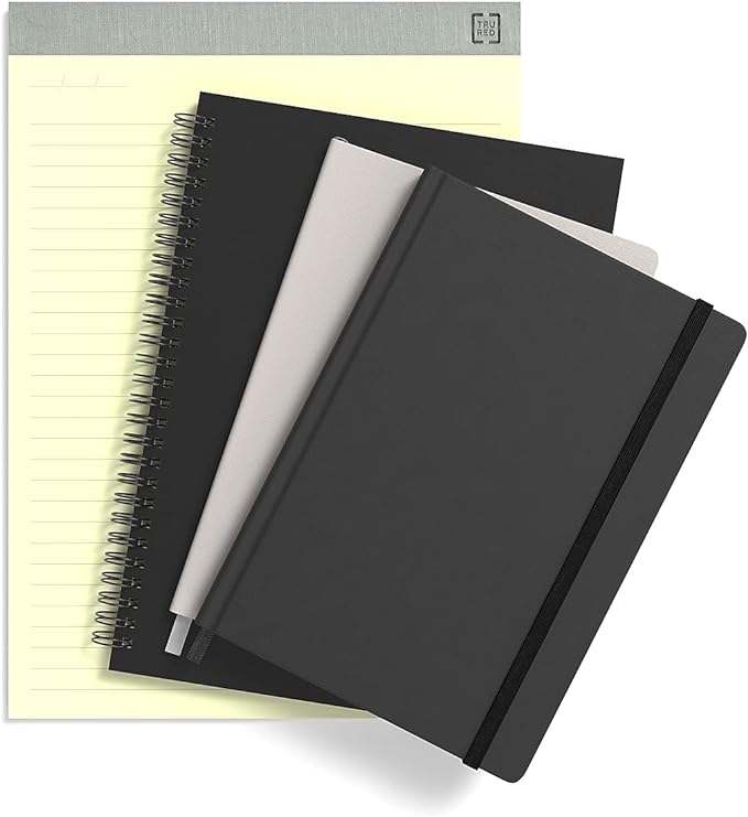 TRU RED Medium Flexible Cover Dotted Journal, Black, Softcover