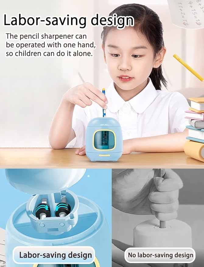 Electric Pencil Sharpener,5000 Times for Blade,Interchangeable Blade,3 Years Warranty,Battery/2A USB Powered,Suitable for 6-8mm, for Home, Office, School (Blue)