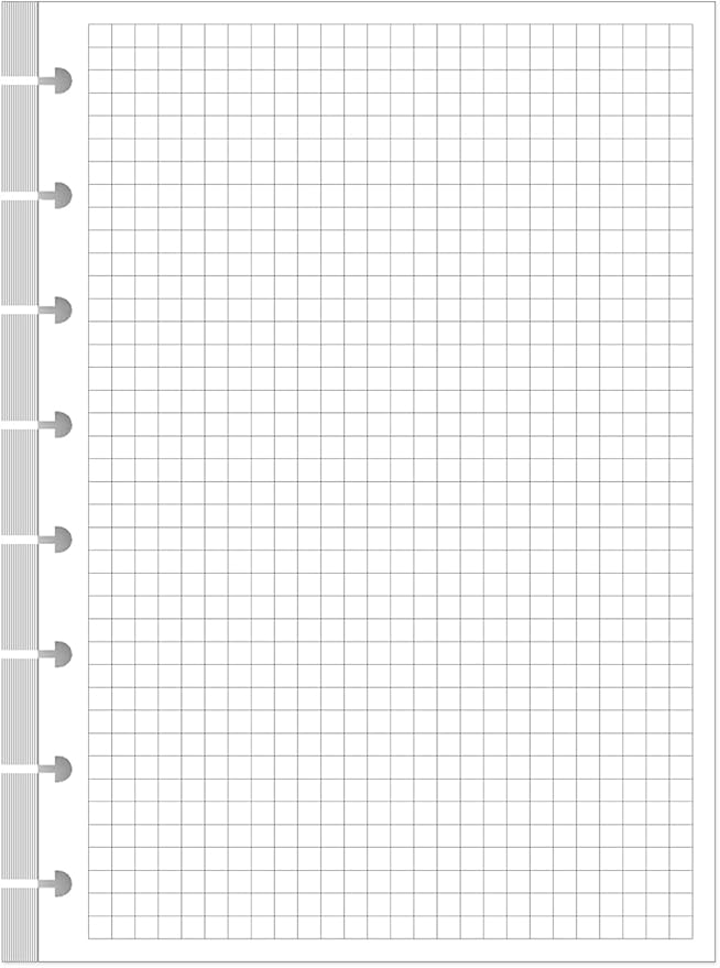 A5 TUL Discbound Grid Refill Paper, 8-Disc Discbound Graph Paper, 100Sheets / 200Pages Loose-Leaf Grid Paper, 100gsm White Paper, 5.8 x 8.3 in