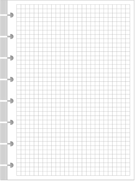 A5 TUL Discbound Grid Refill Paper, 8-Disc Discbound Graph Paper, 100Sheets / 200Pages Loose-Leaf Grid Paper, 100gsm White Paper, 5.8 x 8.3 in