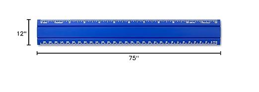 Alumicolor Aluminum Office Ruler, 12IN, Blue
